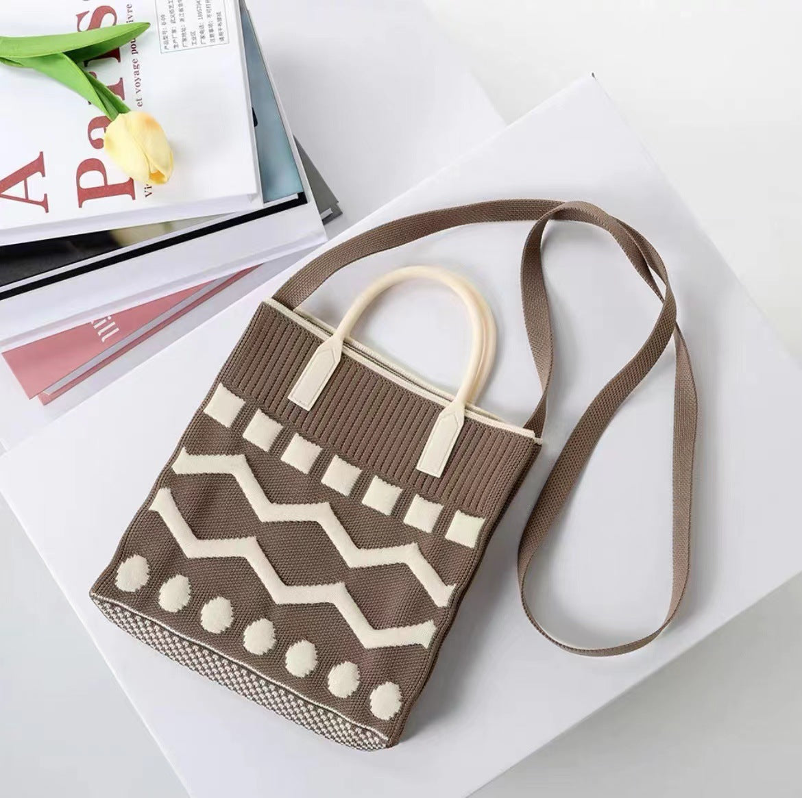 Korean Style Contrast Color Silicone Knitted Crossbody Bags