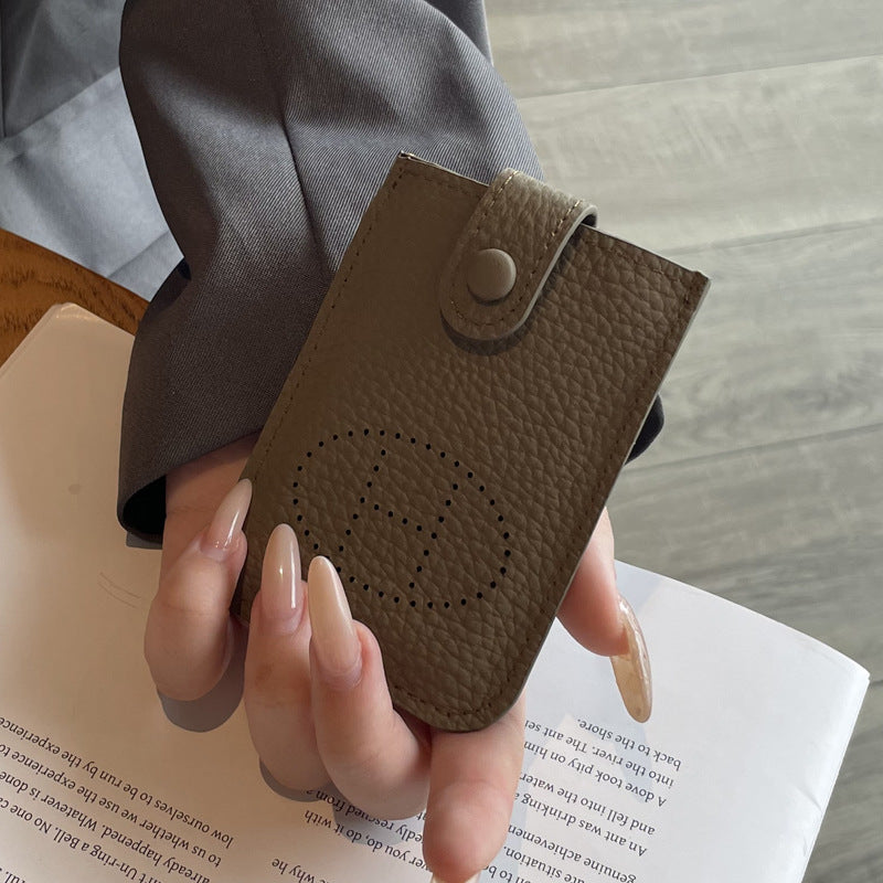 Women's Exquisite Simple First Layer Cowhide Pull-out Card Holder