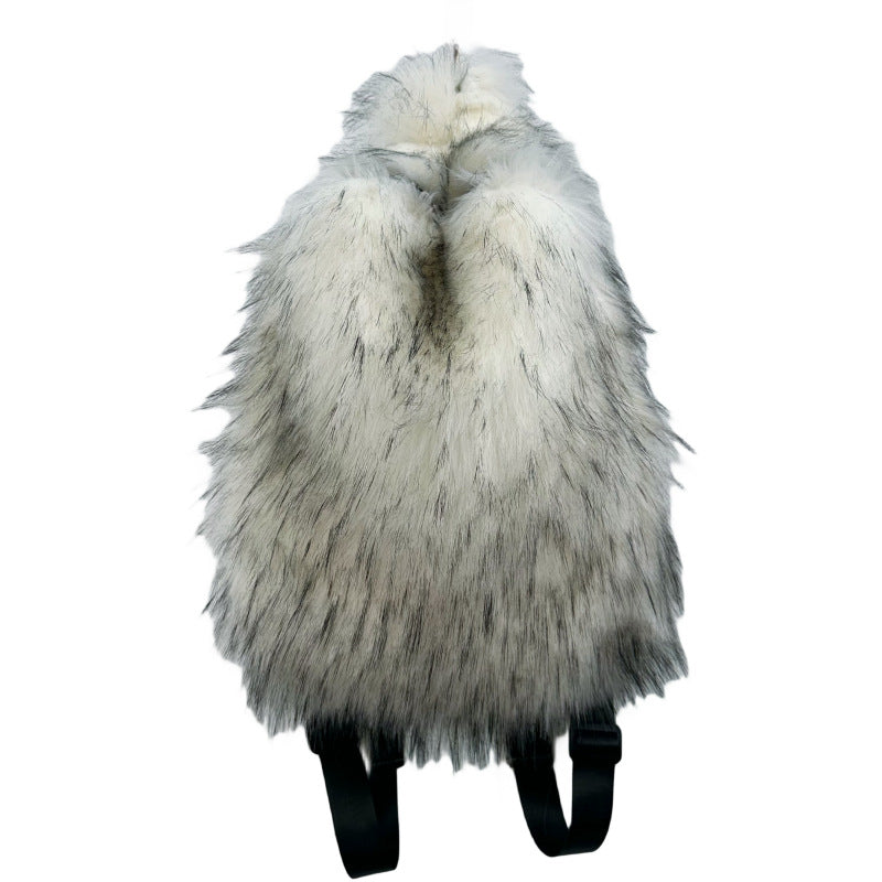 Popular Slouchy Fur Female Versatile Plush Backpacks