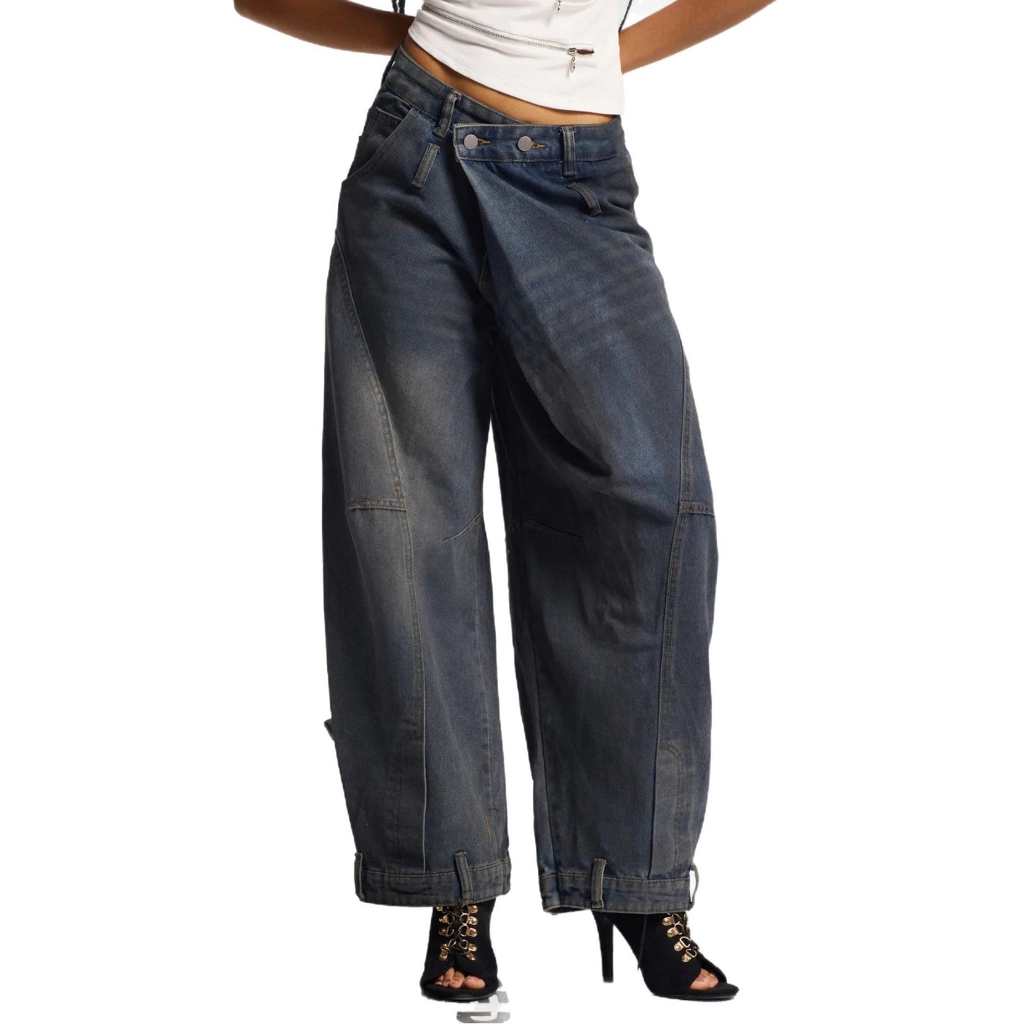 Women's Retro Worn Looking Washed-out Loose Comfortable Jeans