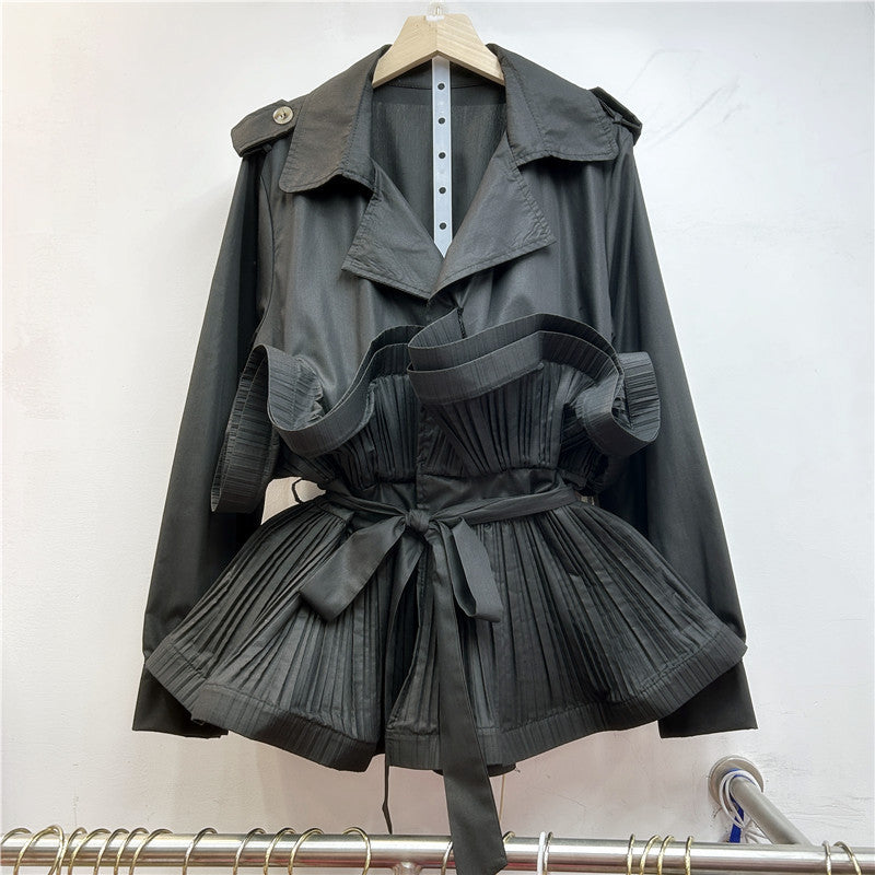 Women's Lapel Long Sleeve Irregular Ruffled Sense Blouses