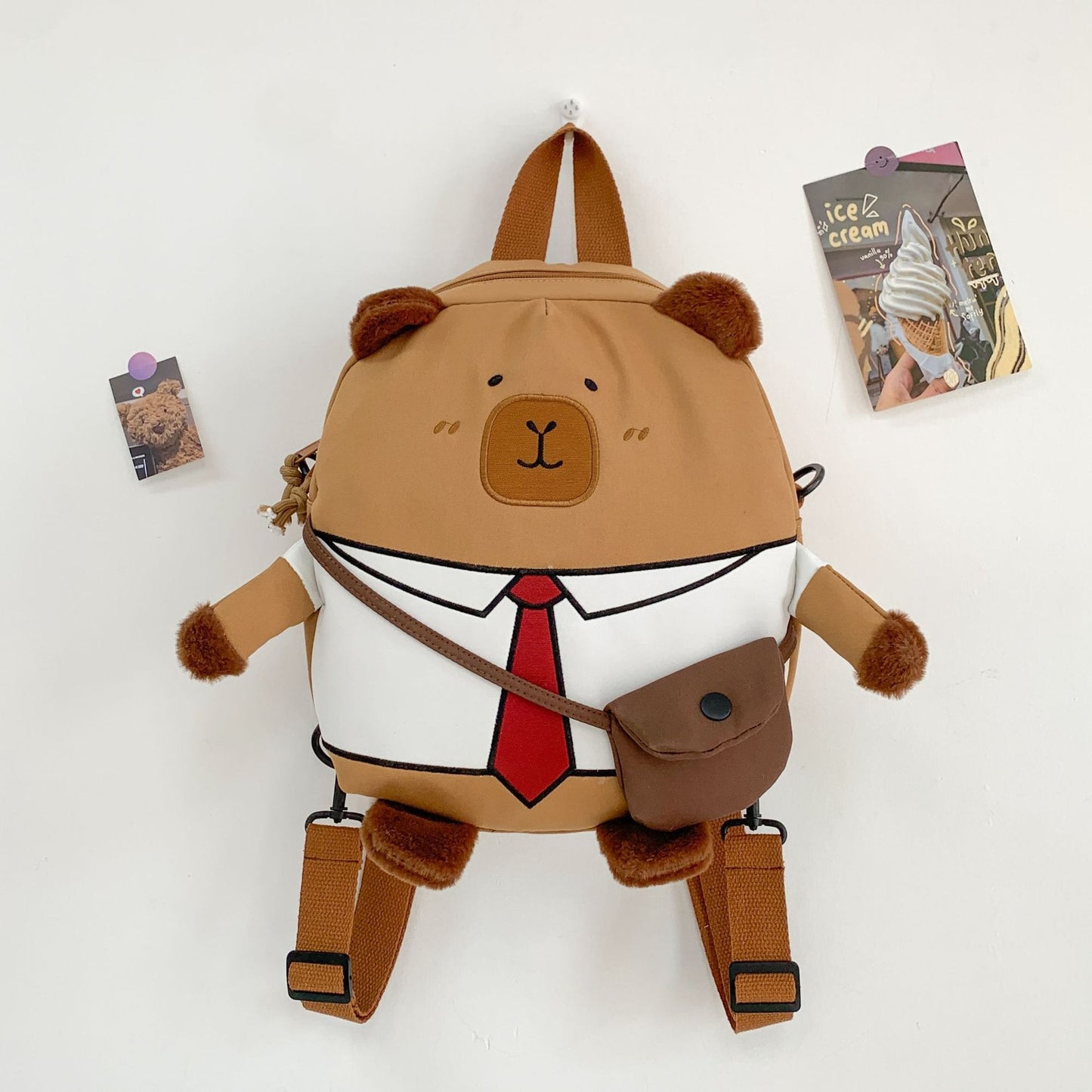 Women's Canvas Cute Wild Cartoon Capybara College Middle School Students' Schoolbags