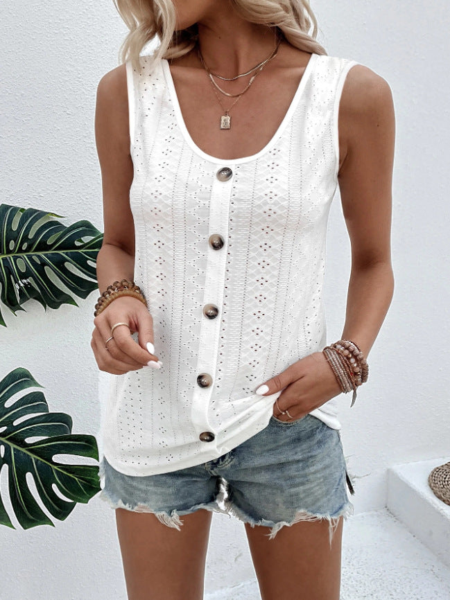 Women's Hollow Breasted Sleeveless Jacquard Summer Slimming Vests