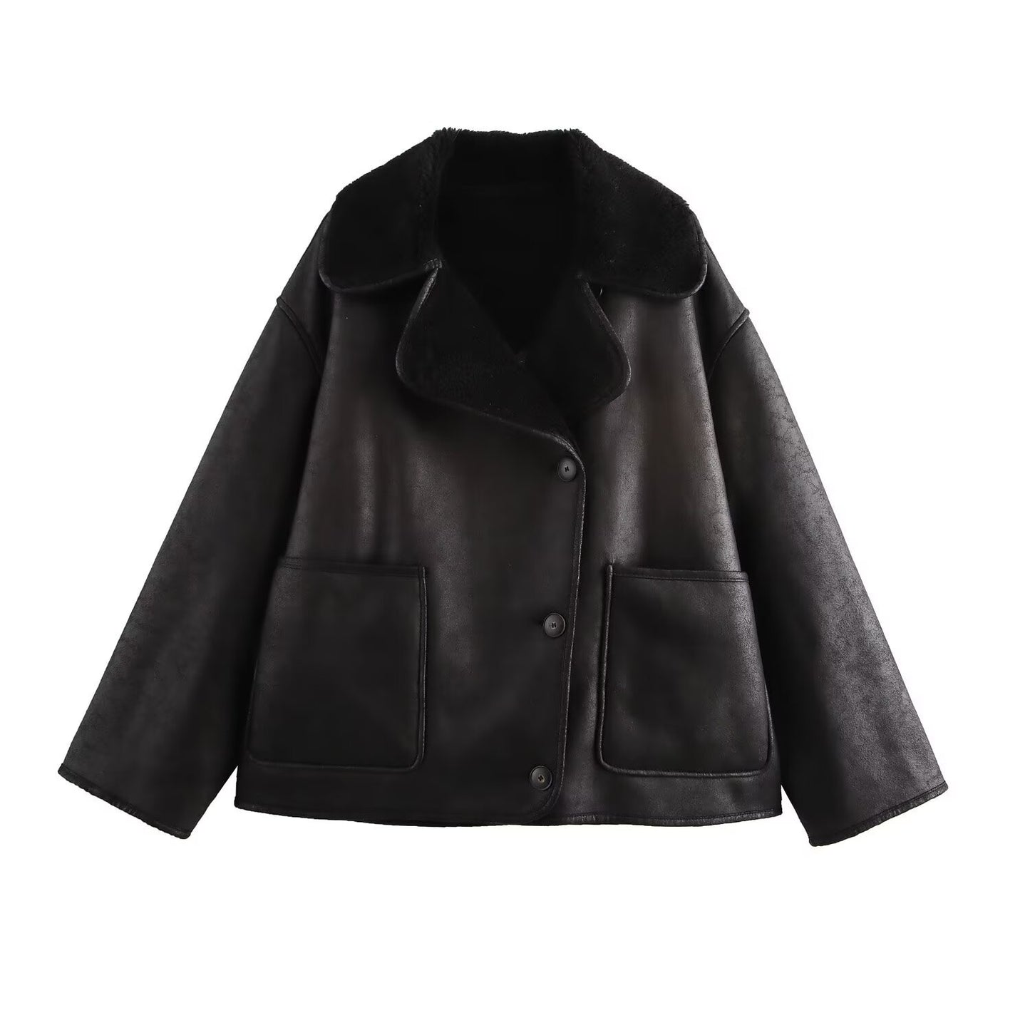 Women's Autumn Fashion Polo Collar Three-color Fur Jackets