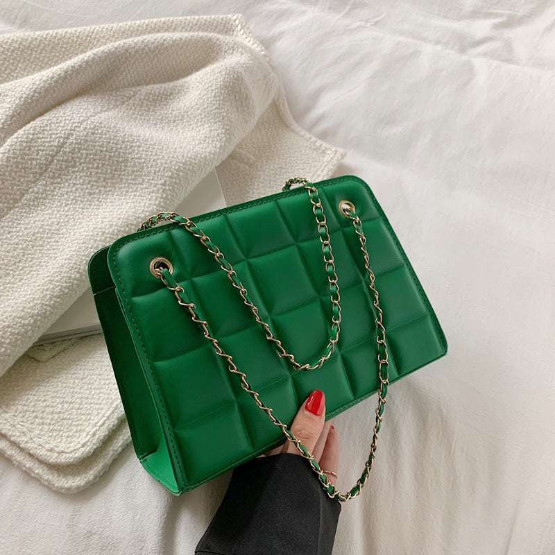 Plaid Indentation Chain Fashionable Simple Western Shoulder Bags
