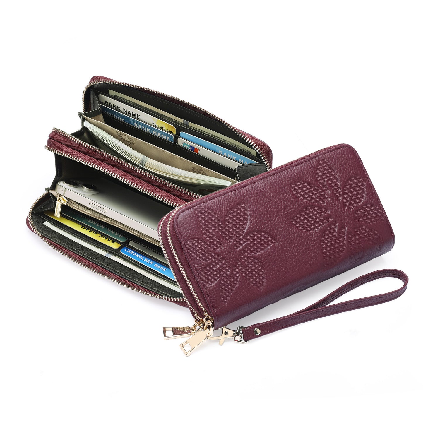 Women's Leather Large Capacity Long Top Layer Ladies Wallets