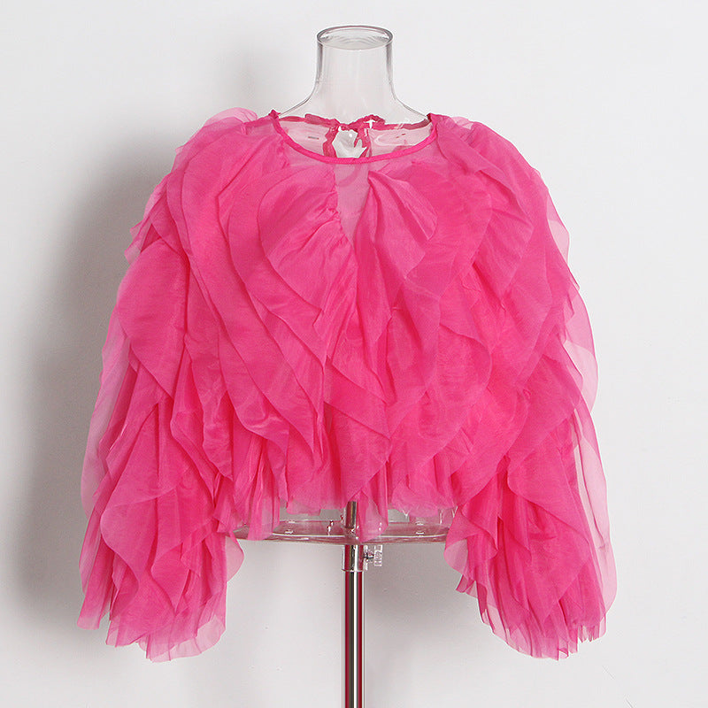 Solid Color Spring High-grade Round Neck Blouses