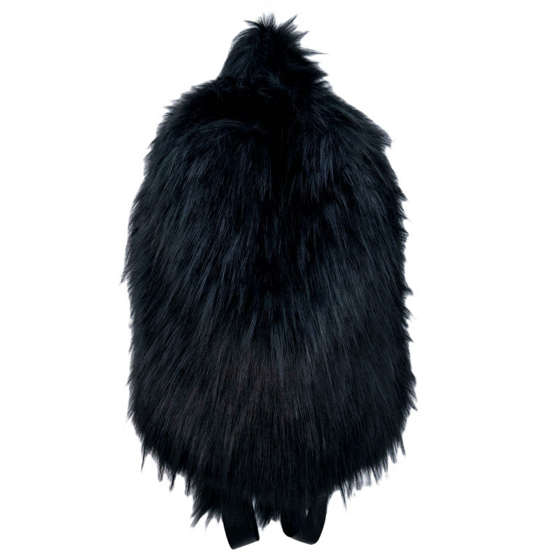 Popular Slouchy Fur Female Versatile Plush Backpacks