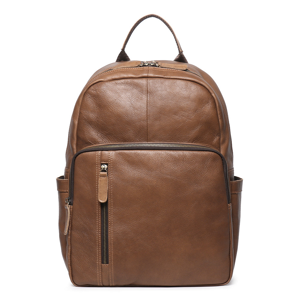 Men's Retro Leather Versatile Cowhide Contrast Color Backpacks
