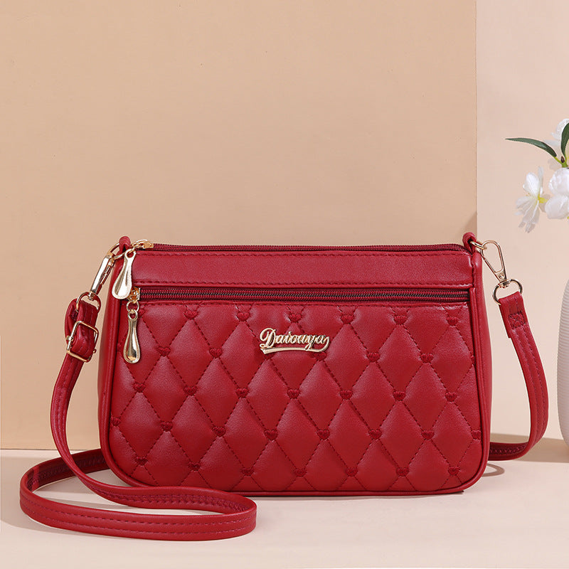 Simple Fashion Solid Color Embroidery Style Crossbody Bags