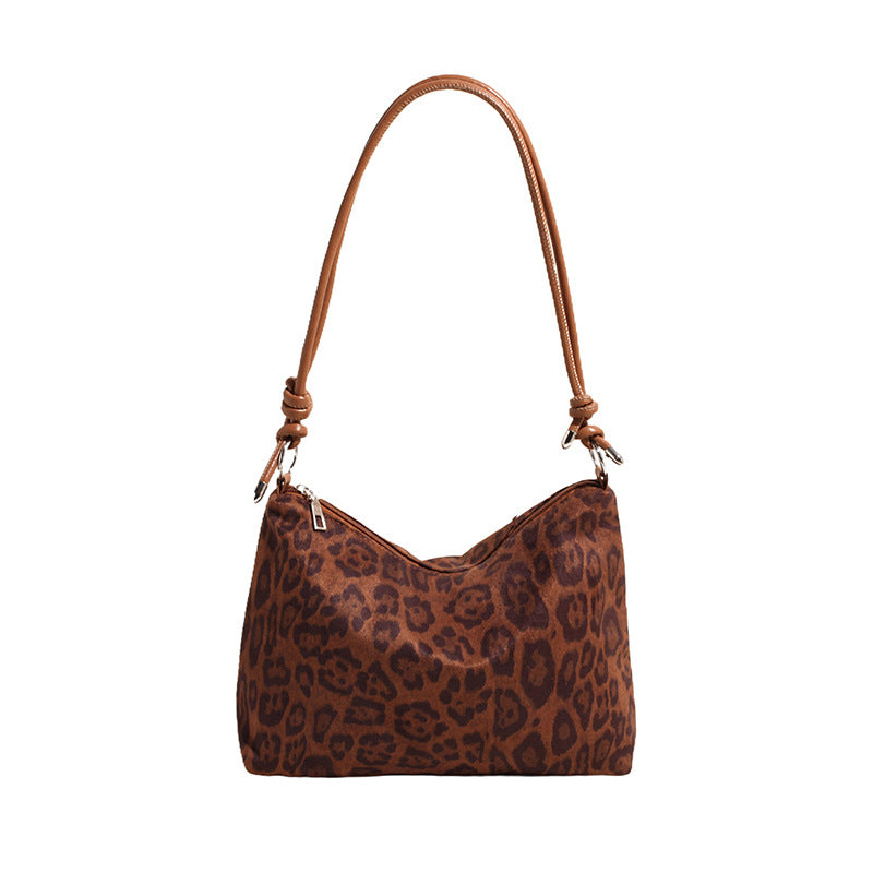 Suede Female Korean Simple Retro Leopard Armpit Bags