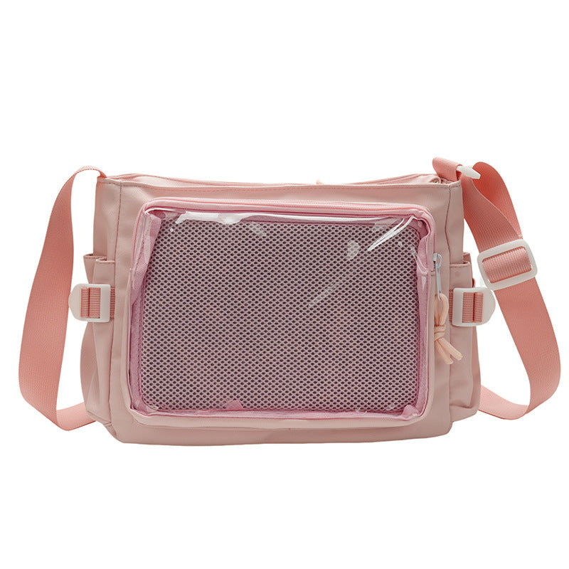 Women's Style Transparent Canvas Campus Cartoon Snacks Crossbody Bags