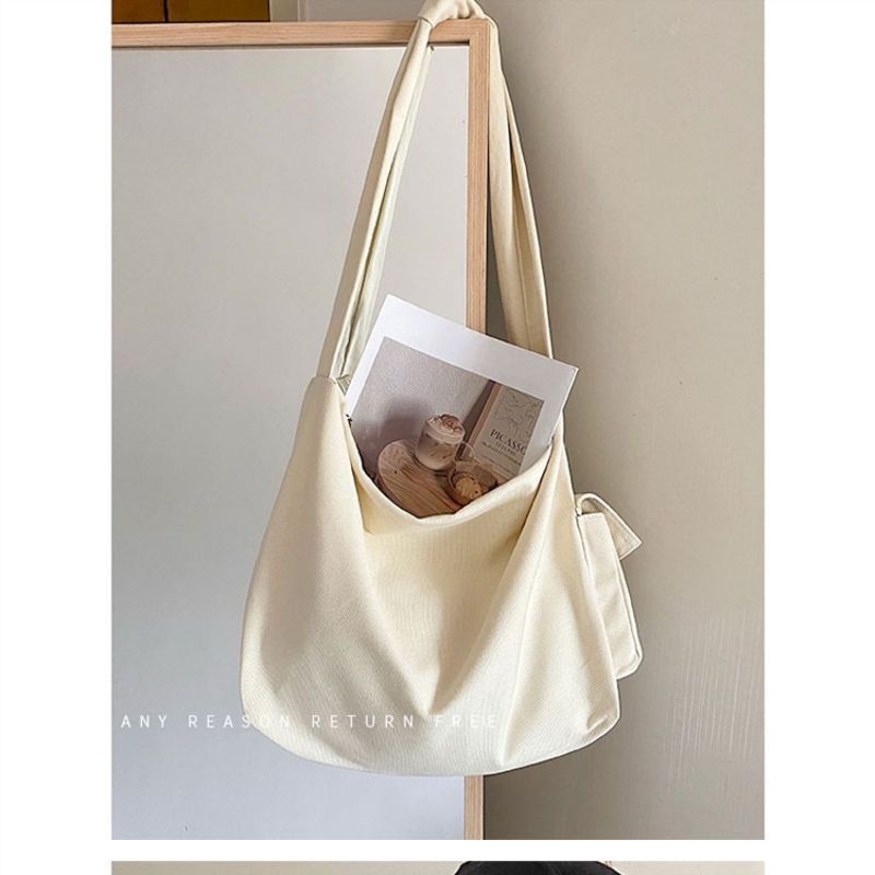 Female Korean Style Canvas Versatile Large Crossbody Bags