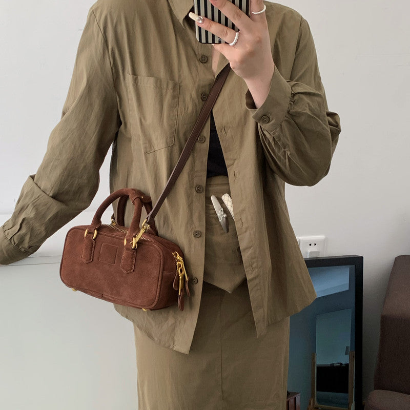 Design Bowling First Layer Matte Leather Pillow Crossbody Bags