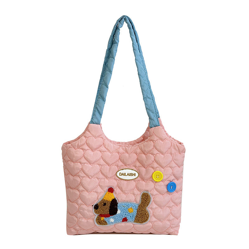 Style Cute Cartoon Sausage Dog Winter Shoulder Bags