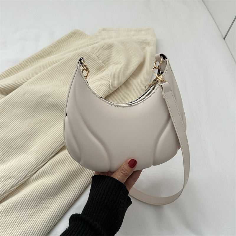 Women's Leather Autumn Underarm Tide Design Baseball Shoulder Bags