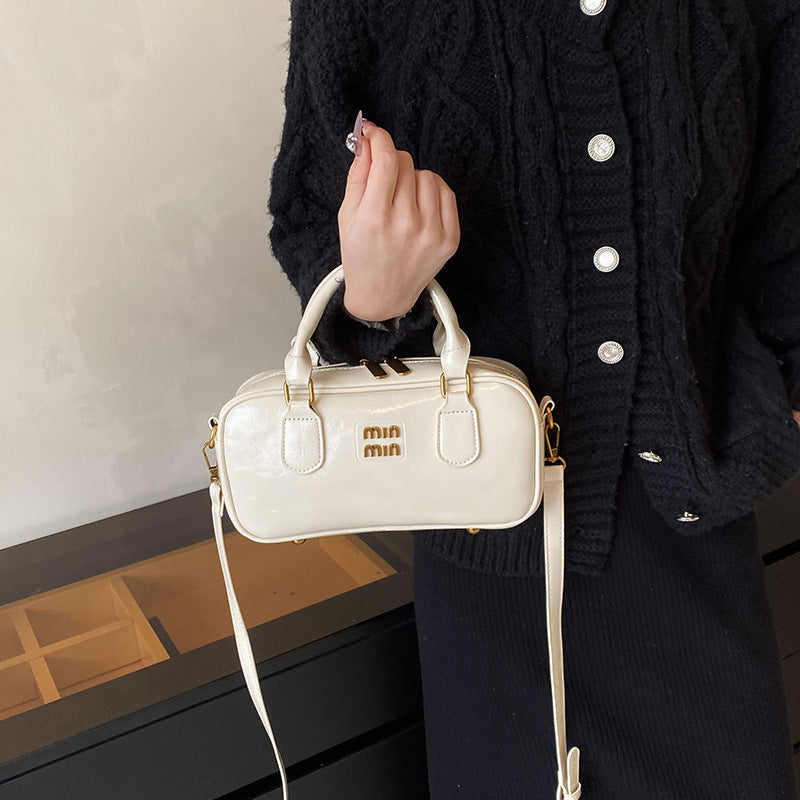 Women's Leather Bowling Niche Designer Retro Portable Crossbody Bags