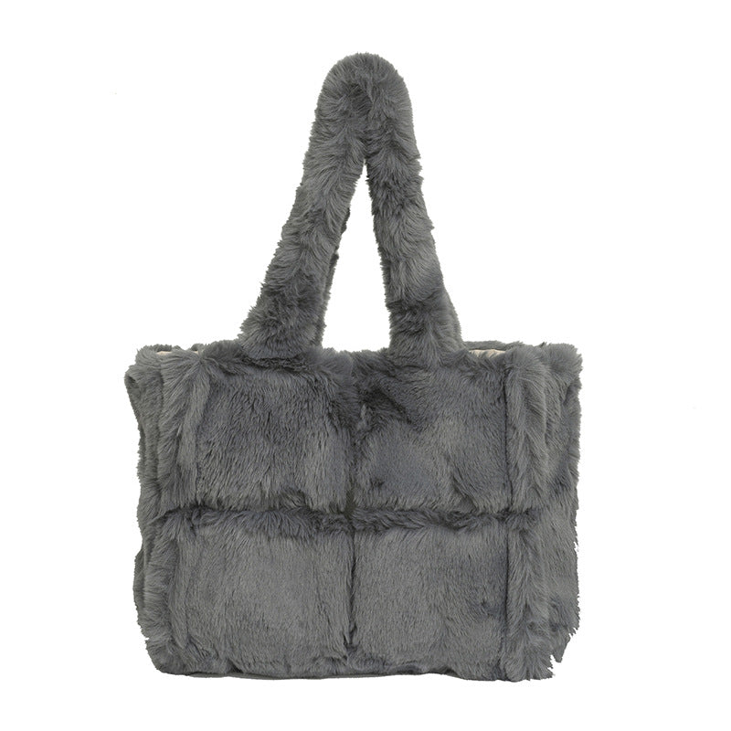 Women's Plush High-grade Versatile Underarm Fashion Patchwork Shoulder Bags