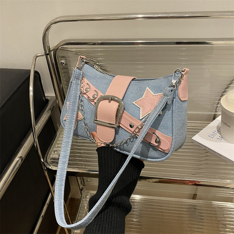 Women's Unique Sense Hot Denim Chain Portable Shoulder Bags