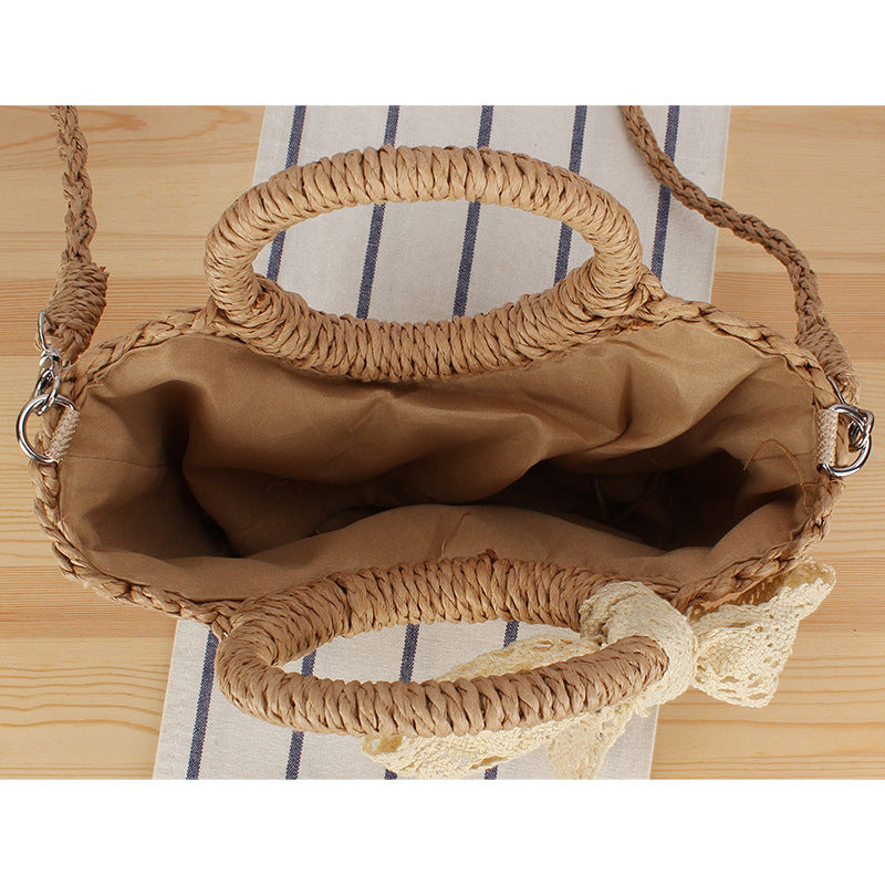 Women's Simple Style Popular Semicircle Woven Seaside Beach Crossbody Bags