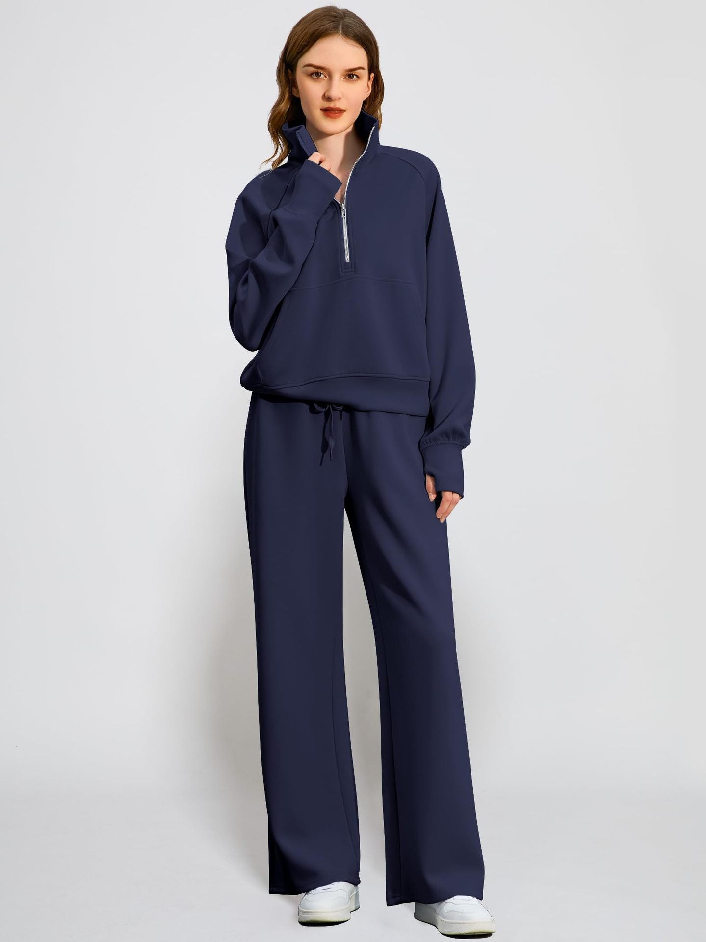 Women's Solid Color Long-sleeved Trousers Casual Sweatshirt Suits