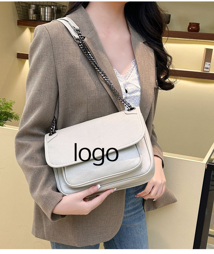 Women's Forest Genuine Leather Chain Large Capacity Crossbody Bags