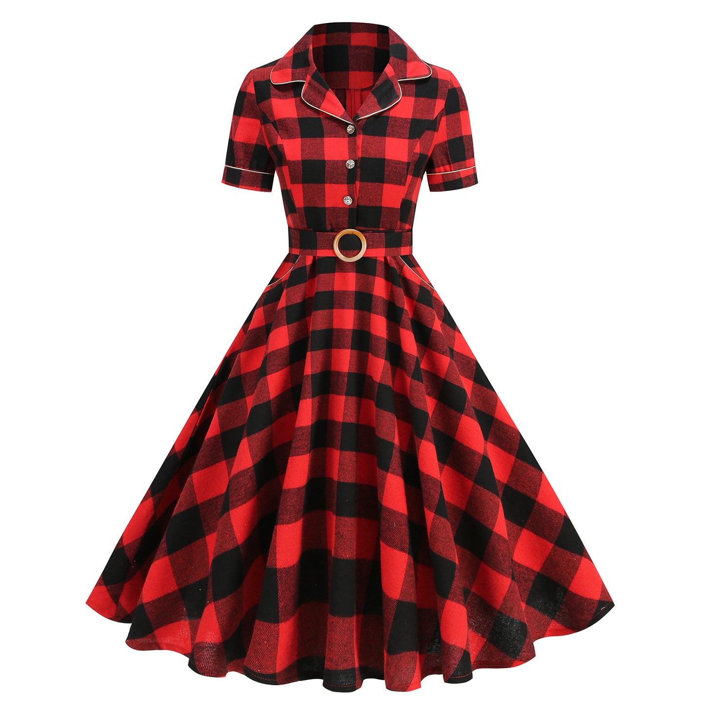 Women's Hepburn Edge Fried Street Contrast Color Collar Dresses