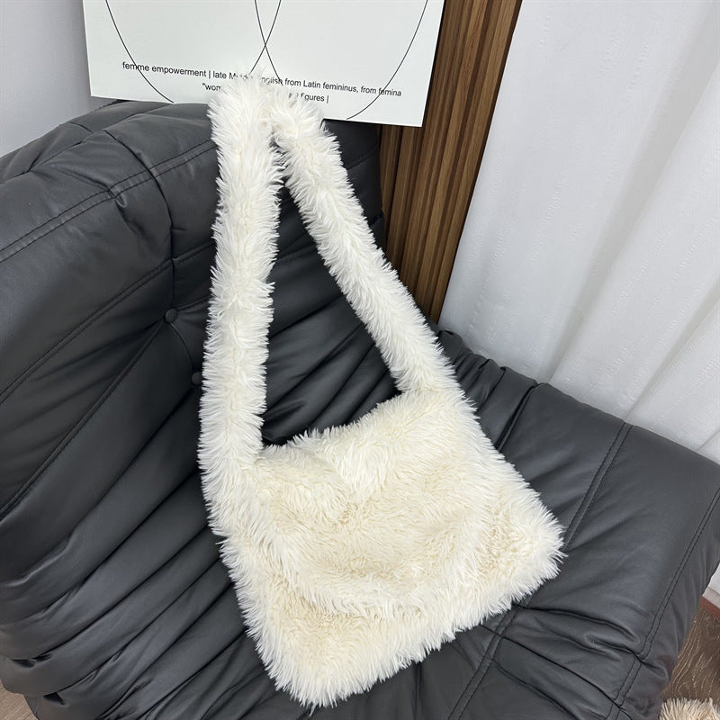 Imitation Fur Plush Candy Color Cute Shoulder Bags
