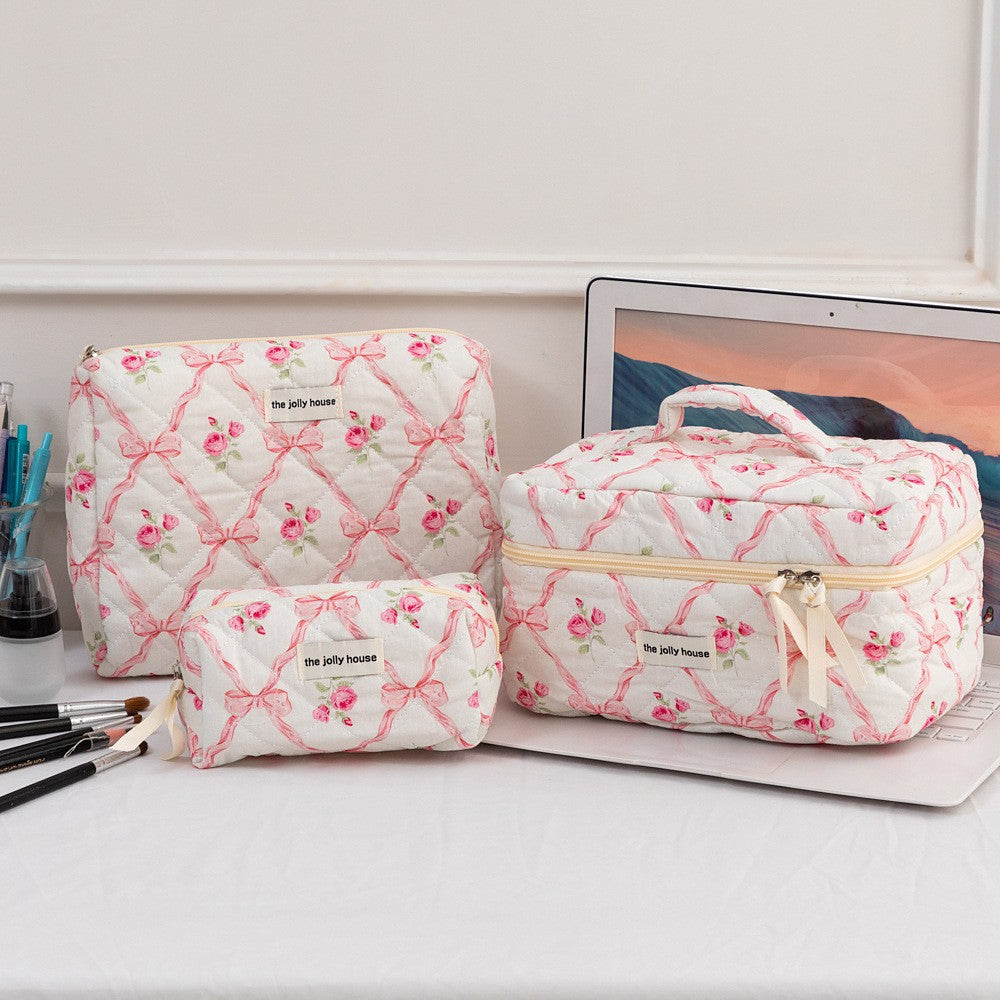 Portable Large Capacity Floral Storage Carrying Cosmetic Bags
