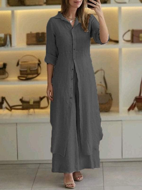 Women's Urban Elegant Cotton Linen Waisted Long-sleeved Suits