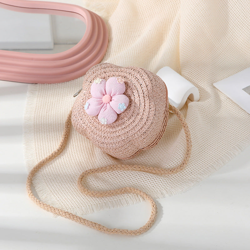 Women's Woven Seaside Flower Beach Summer Mini Children's Coin Purse