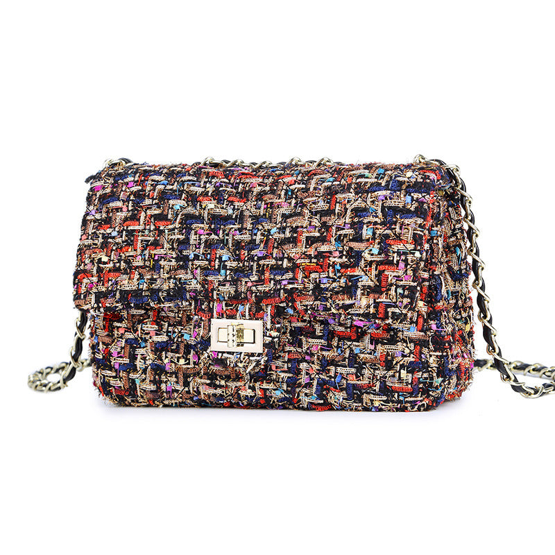 Women's Plaid Wool Classic Style Rhombus Chain Crossbody Bags