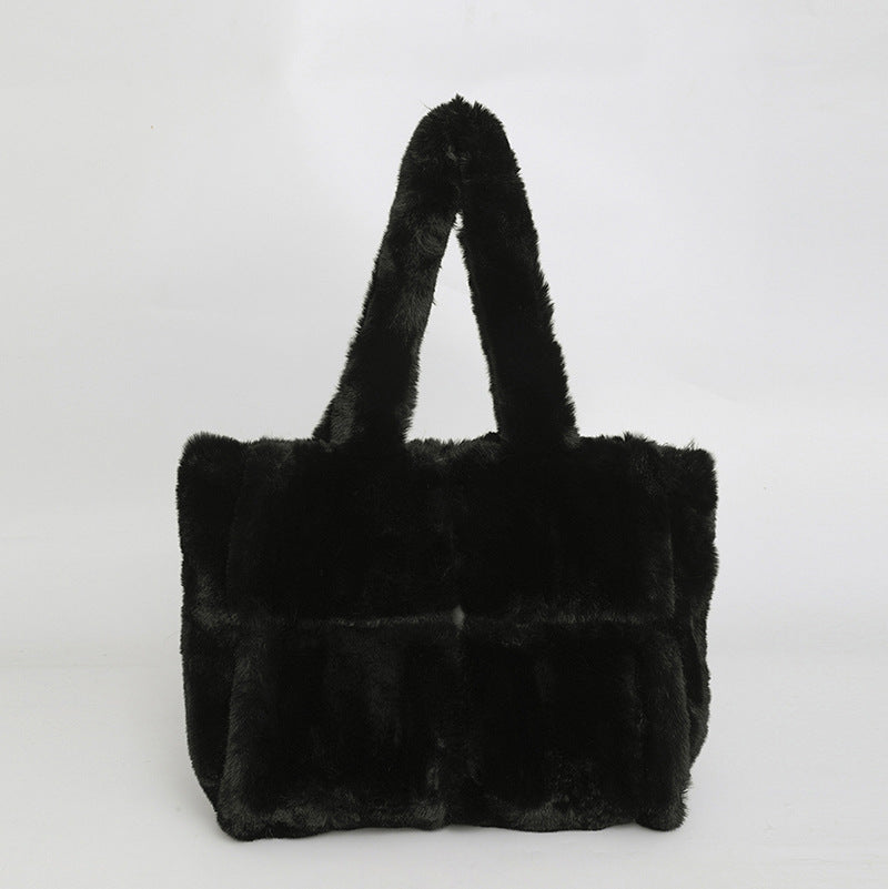 Women's Plush High-grade Versatile Underarm Fashion Patchwork Shoulder Bags