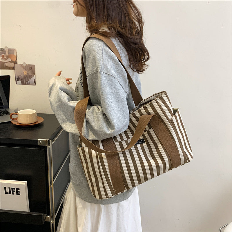 Women's Commuter Large Capacity Striped Temperament Fashion Shoulder Bags