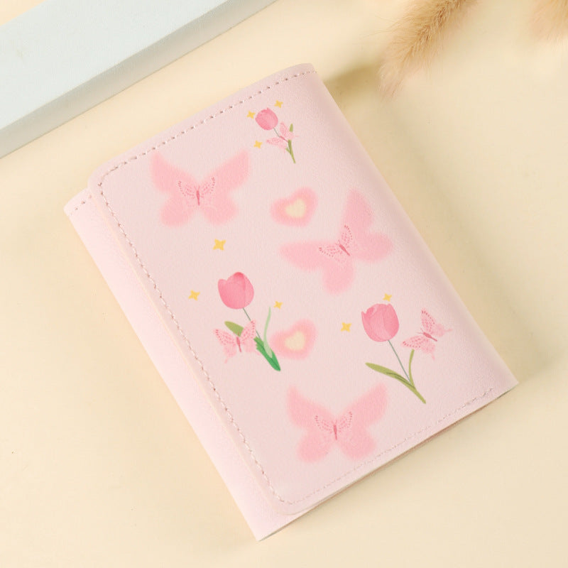 Short Style Fresh Three-fold Niche Multifunctional Card Holder