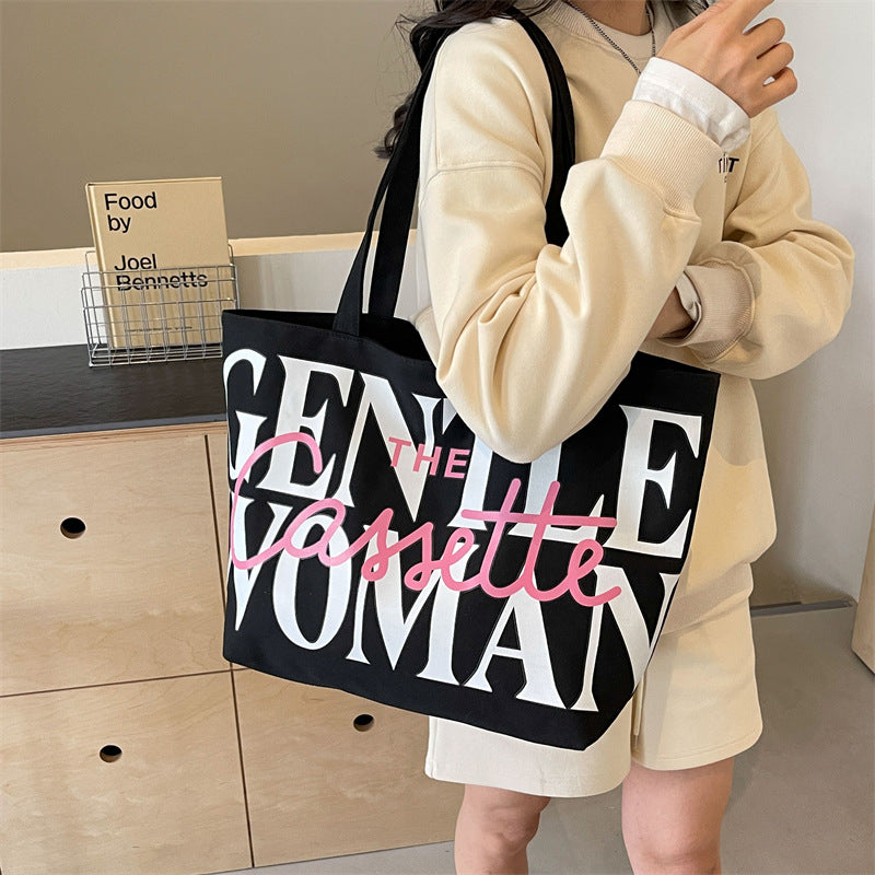 Thailand Big Letter Painted Canvas Spring Shoulder Bags