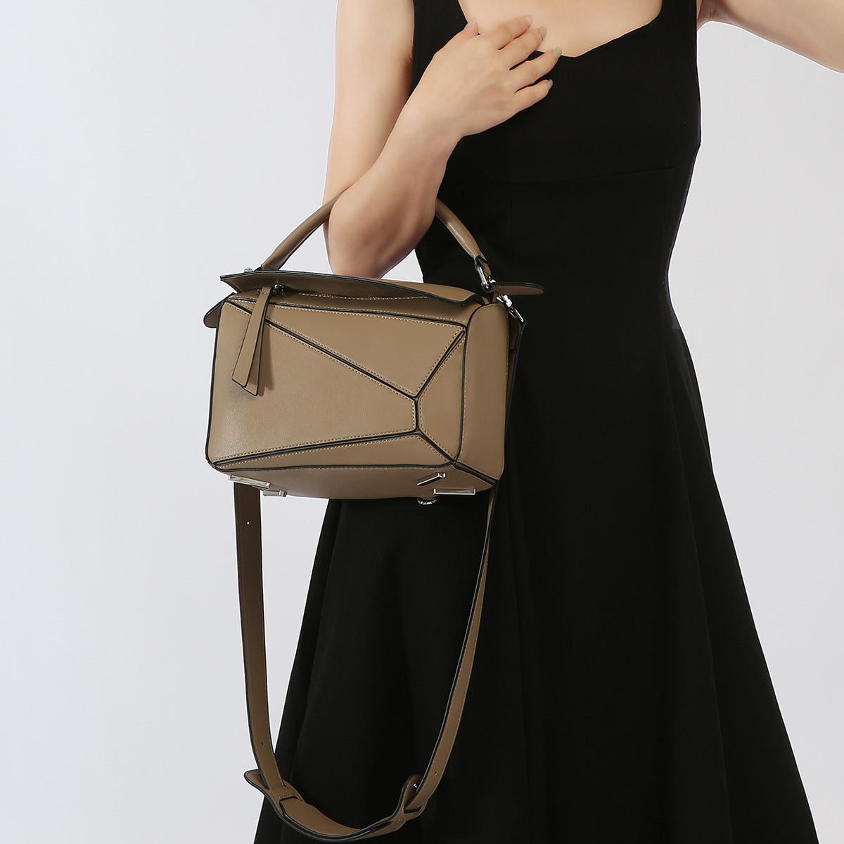 Women's Xi Geometric Stitching Portable Big Pillow Crossbody Bags