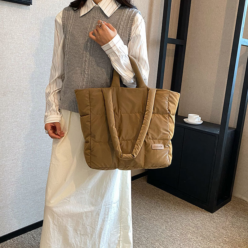 Women's Down Simple Astronaut Solid Color Soft Bags