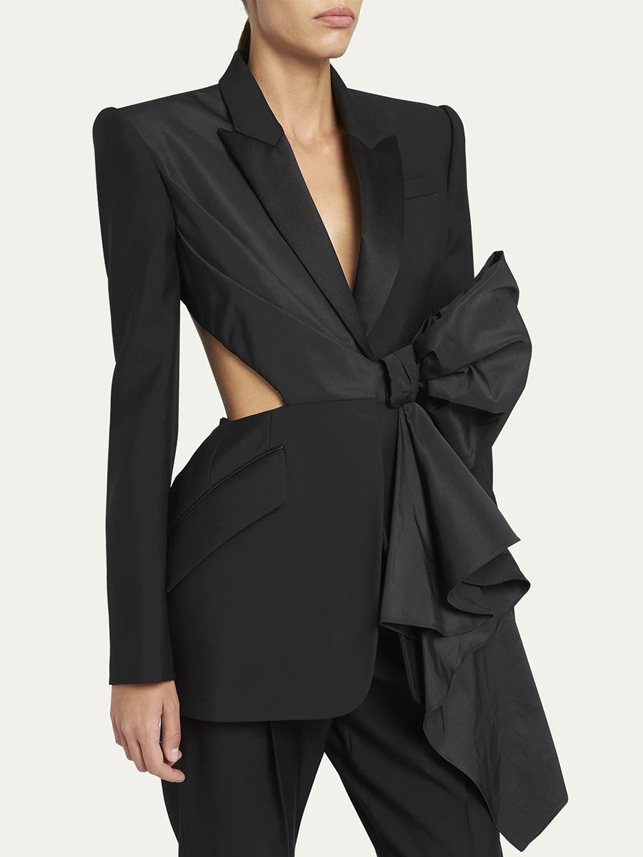 Women's Graceful Bow Autumn Show Waist Design Jackets