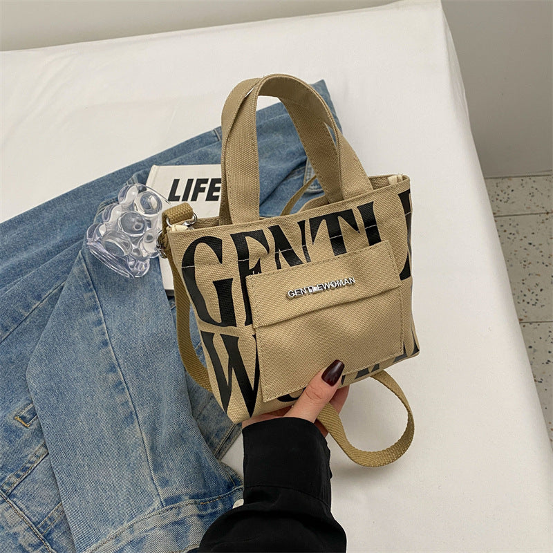 Thailand Hardware Mini Letter Printing Canvas Shoulder Bags