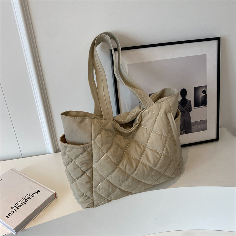 Rhombic Embroidery Clothes Texture Oxford Cloth Shoulder Bags