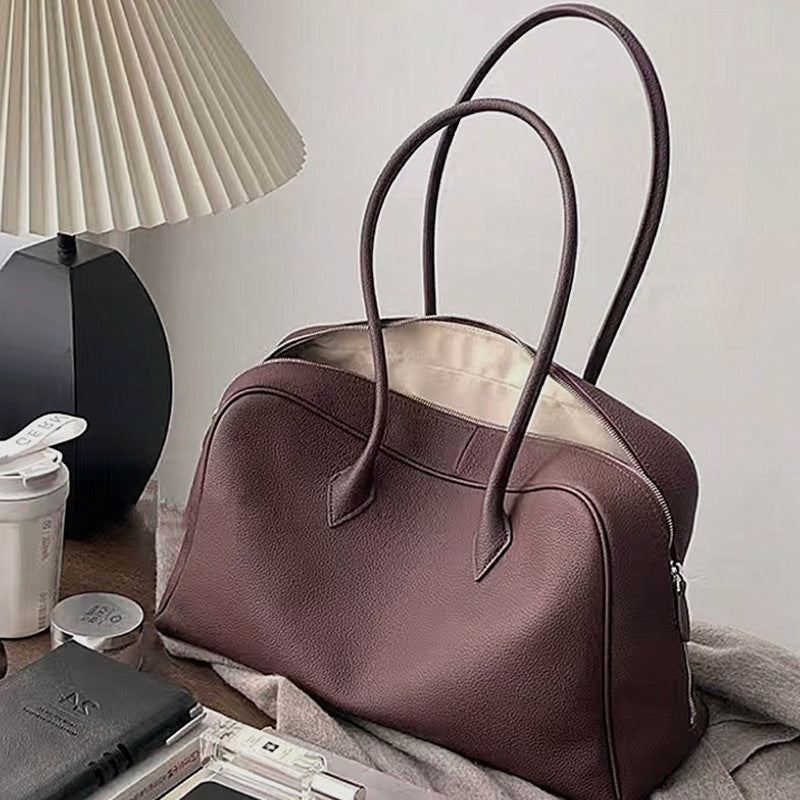 Layer Cowhide Design Pillow Bowling Genuine Leather Crossbody Bags