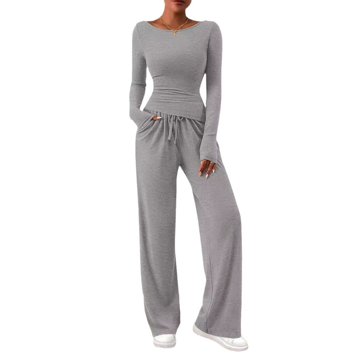 Autumn Asymmetric T-shirt Wide Leg Wear Fashion Casual Suit