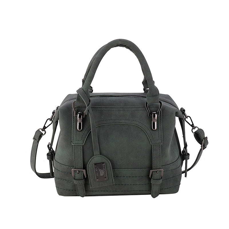 Women's Retro Frosted One Large Capacity Boston Handbags