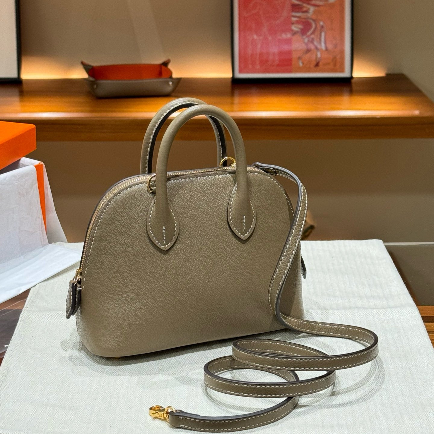 Genuine Leather Goat Pattern Bowling Shell High-grade Crossbody Bags