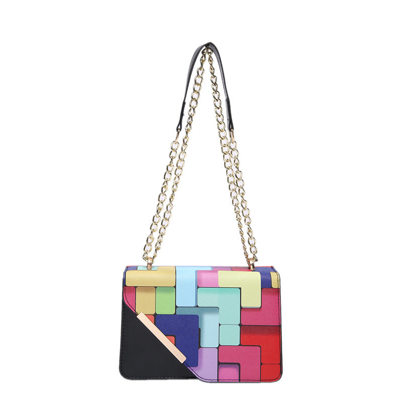 Women's Fashion Color Contrast Fresh Western Style Crossbody Bags