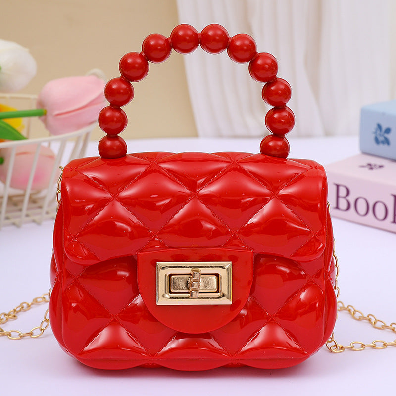 Women's Fashion Pearl Chain Portable Mini Gel Shoulder Bags