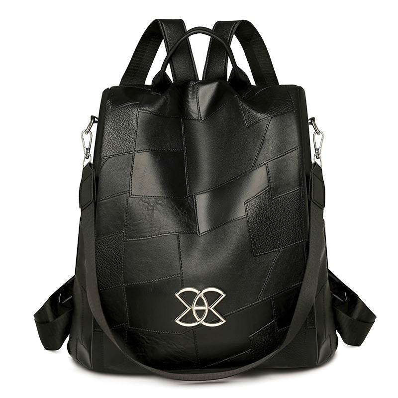 Women's Stitching Leather Lightweight Leisure Fashion Backpacks