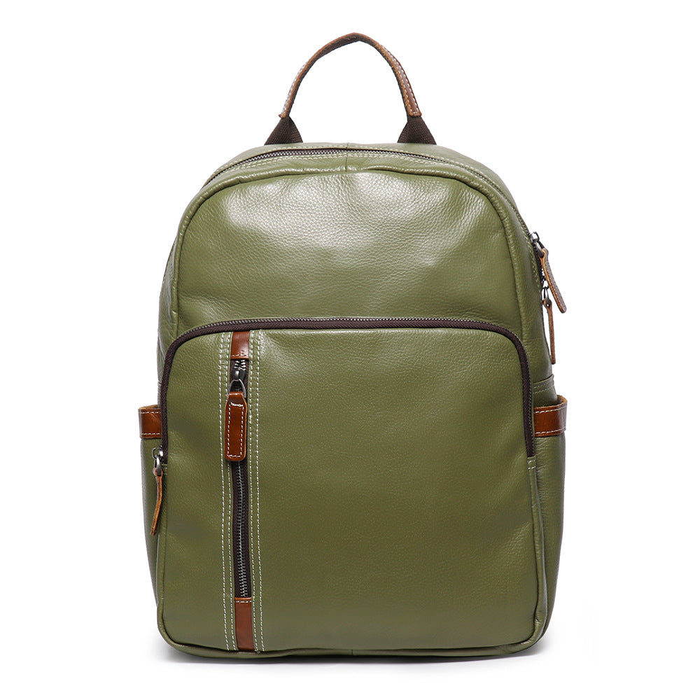 Men's Retro Leather Versatile Cowhide Contrast Color Backpacks