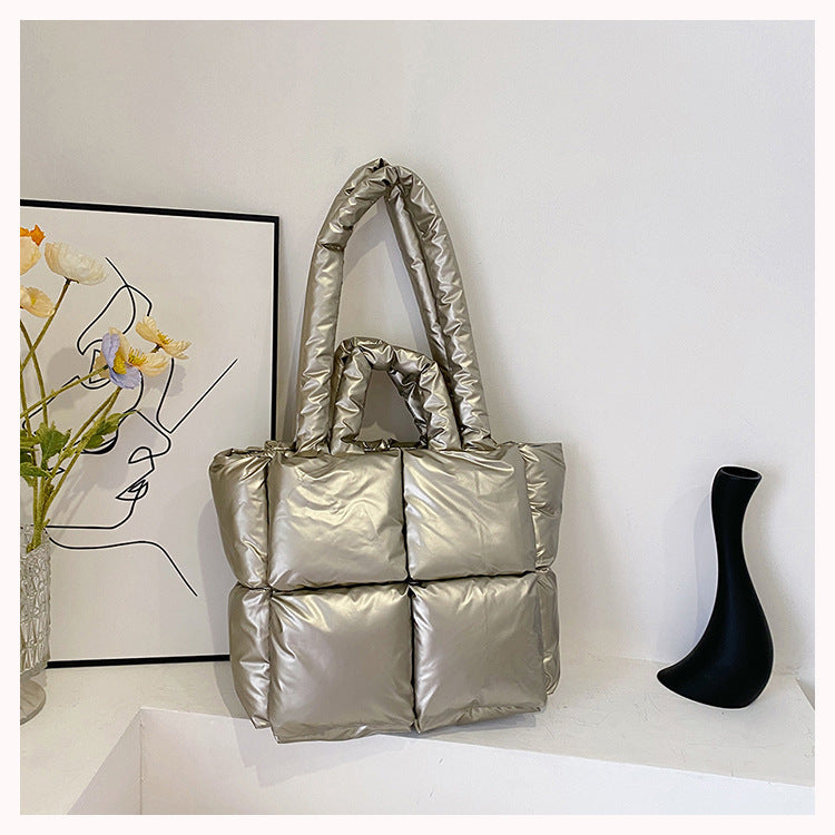 Women's Fashion Large Capacity Totes High-grade Shiny Simple Shoulder Bags